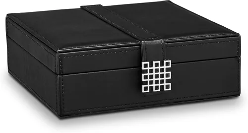 Miniatura 4 de Glenor Co Organizador de caja de anillos Soporte de joyería clásico de 54 ranuras Bandeja de almacenamiento con cierre de hebilla moderno, espejo