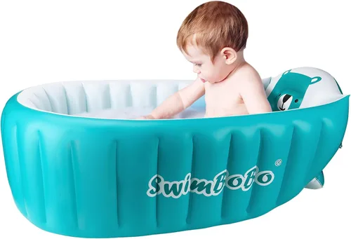 Bañera Inflable para Bebé Portátil Plegable Mini Piscina de Viaje Ayuda a los Bebés en la Transición a Bañera para Niños Pequeños (Azul)