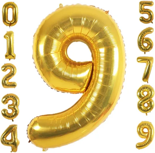 Miniatura 10 de Globos de papel de aluminio dorado (número 1, 40 pulgadas)
