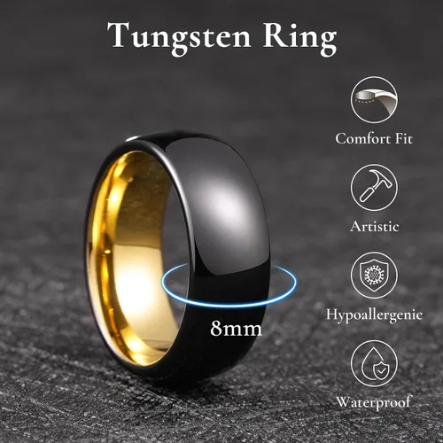Miniatura 126 de King Will Alianza de boda de carburo de tungsteno para hombres y mujeres, anillos de promesa para parejas abovedados de alto pulido