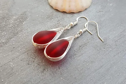 Miniatura 51 de Yinahawaii Handmade Sea Glass Earrings, Hawaiian Jewelry, Wire Braided Earrings Teardrop Earrings, Beach Jewelry Sea Glass Jewelry For Women Cobalt