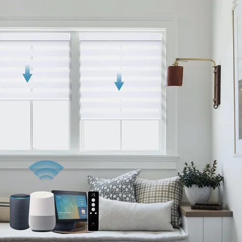 Miniatura 20 de SmartWings - Persianas motorizadas de cebra con control remoto, persianas de filtrado de luz inteligentes y semitransparentes para ventanas