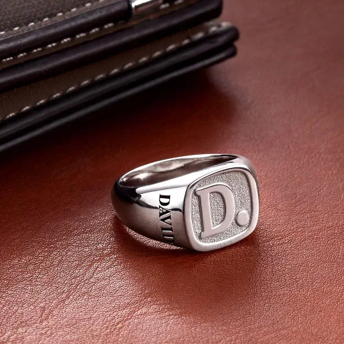 Miniatura 4 de Anillos de iniciales personalizados para hombres plata de ley 925 anillos de banda de identificación personalizados joyería del día del padre