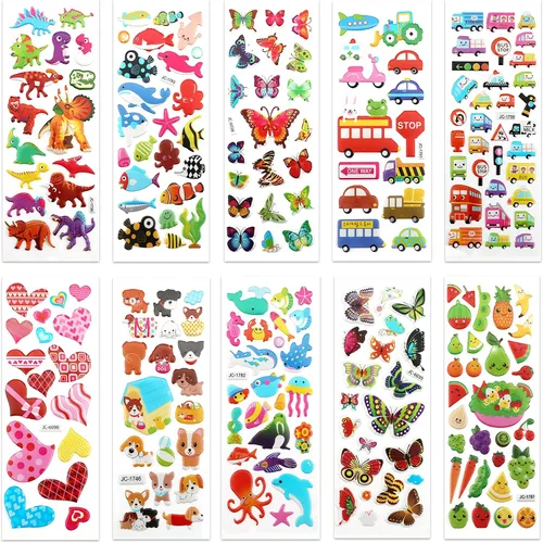 Miniatura 2 de SAVITA Adhesivos 3D para niños y niñas pequeños +500 paquete variado de calcomanías hinchadas para álbum de recortes, diario de viñetas, incluye