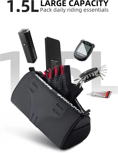 Miniatura 2 de Bolsa de manillar ROCKBROS para bicicletas con capacidad grande de 1.5L, bolsa frontal de manillar para bicicletas, accesorios reflectantes