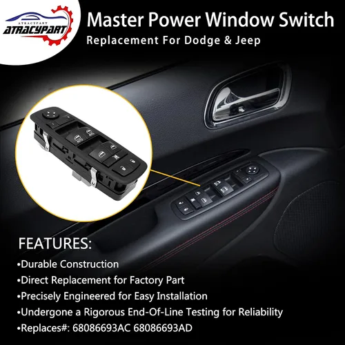 Miniatura 3 de Interruptor maestro de ventanilla eléctrica 3 PINES + 8 PINES Verificación requerida Reemplazo para Dodge Durango 2011 – 2014, Jeep Grand