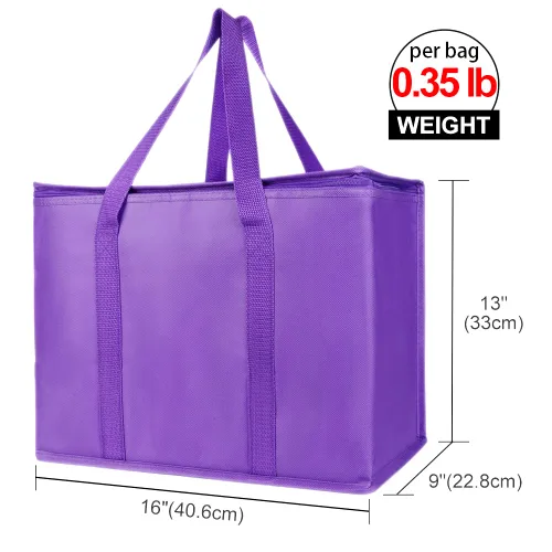 Miniatura 141 de Bodaon Paquete de 10 bolsas aisladas para entrega de alimentos para comidas calientes y frías, bolsas térmicas y enfriadoras, bolsa aislante de Negro