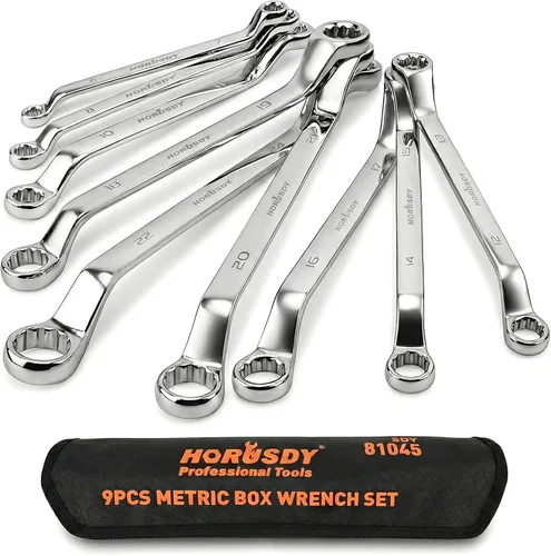 Miniatura 12 de HORUSDY - Juego de 13 llaves de trinquete resistentes Tamaños métricos 6–19mm Juego de llaves combinadas de trinquete de torque máximo