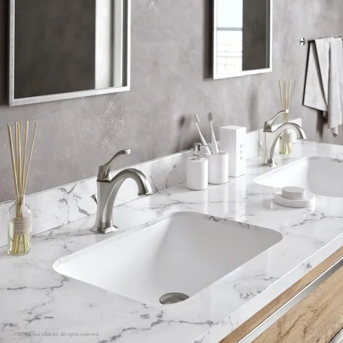Miniatura 9 de KRAUS KBF-1201SFS Arlo Grifo de lavabo de una sola manija para baño con drenaje de varilla de elevación y placa de cubierta, acero inoxidable Acero