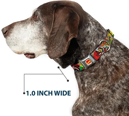 Miniatura 6 de Buckle-Down Collar de perro con hebilla de cinturón de seguridad, postura de Thor & Loki/cómics retro apilado, 1 pulgada de ancho, se adapta a