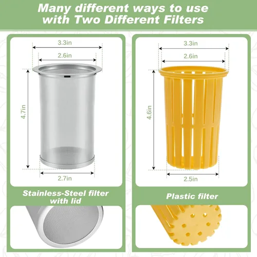 Miniatura 2 de Gerrii 2 unidades, dispensador de bebidas de plástico de 1 galón con 2 filtros, dispensador de bebidas para refrigerador, jarra de cerveza fría