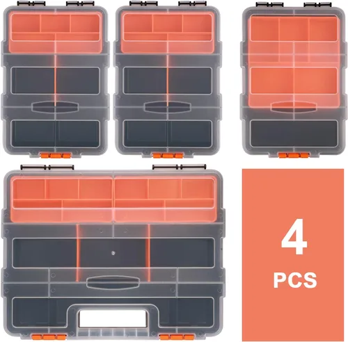 Miniatura 3 de CASOMAN Organizador de hardware y piezas, juego de 4 piezas, organizador de piezas pequeñas, caja de herramientas de almacenamiento versátil