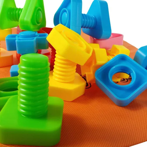 Miniatura 2 de Jumbo juego de tornillos y tuercas con bolsa, 40 piezas, terapia ocupacional, incluida tarjeta de patrones, juguete de motor fino que empareja