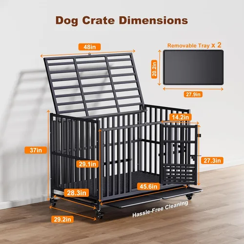Miniatura 8 de Jaula para perros resistente, marco de acero grueso mejorado, perrera indestructible para perros grandes y con alta ansiedad, diseño a prueba