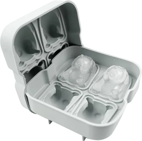 Miniatura 3 de Moldes para cubitos de hielo con forma de perro Bulldog de 4 cavidades, de silicona reutilizable con embudo para whisky, cócteles, regalos
