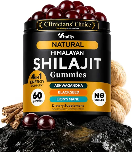 VitaUp Gomitas Shilajit del Himalaya para hombres y mujeres – Gomitas Shilajit sin azúcar con ácido fúlvico – Energía pura, inmune y apoyo al