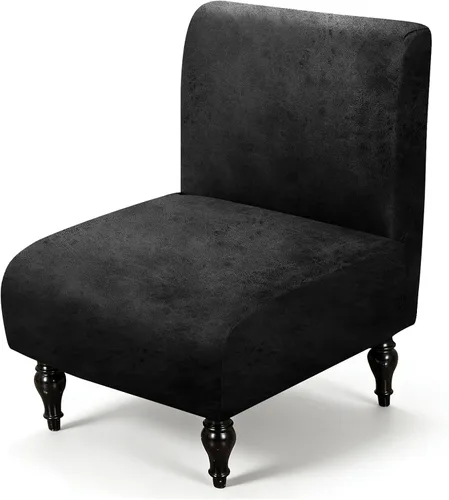 ANARACHON Armless Accent Chair Cover Slipcover,Faux Leather Armless Slipper Chair Cover, Washable Non-Slip Furniture Protector and Home Decor for