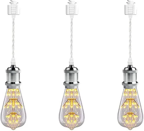 Kiven Colgantes de luz de pista de alambre tipo H, cuerda de tejido negro de 10 pulgadas de longitud, lámpara colgante decorativa de fábrica