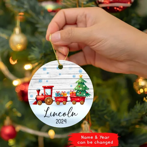 Miniatura 2 de Adorno de tren de Navidad, adorno de tren personalizado para decoración de árbol de Navidad, adorno personalizado de tren de amor para niños