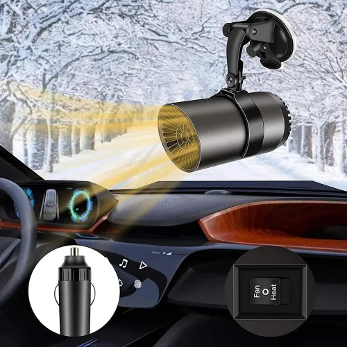 Descongelador de parabrisas portátil de 12 V 150 W giratorio 180° para automóvil, SUV, camión, caravana, remolque, se conecta al encendedor de
