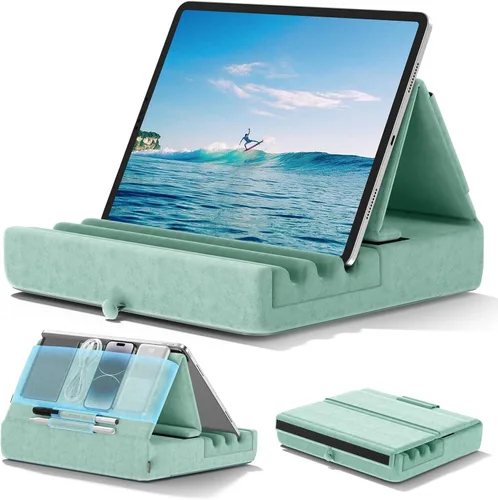 Miniatura 11 de KDD - Soporte de almohada para tablet, soporte plegable para iPad para regazo, cama y escritorio - Base para tablet con almohadilla suave y soporte