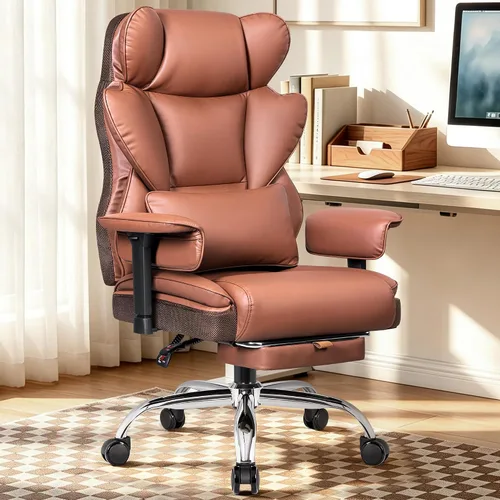 Miniatura 2 de BESTFAIR Silla de oficina grande y alta, silla ejecutiva de capacidad de 400 libras con respaldo alto y reposapiés, silla de oficina ergonómica