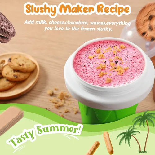 Miniatura 4 de Tgosomt Taza de Granizado, Taza Mágica de Granizado Rápido Congelado, Fabricante de Helado, Cosas Divertidas y Cool (Verde)