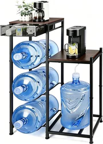 CAROD Soporte para Garrafón de Agua de 5 Galones con Cajones, Soporte Resistente para Garrafón de Agua con Soporte para Dispensador de Agua, Soporte
