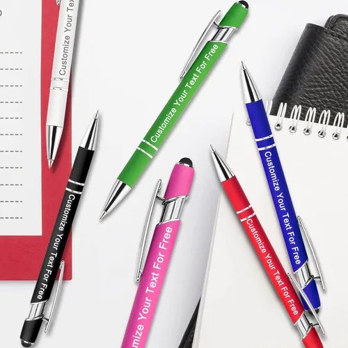 Miniatura 4 de Máx. 500 bolígrafos personalizados a granel, bolígrafos personalizados con grabado gratis, punta de lápiz óptico personalizado con tu nombre, texto