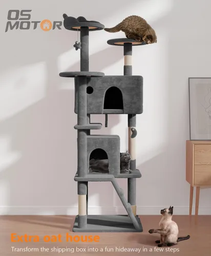 Miniatura 2 de OS MOTOR Torre de árbol para gatos de 70 pulgadas para gatos de interior y adultos, árbol de gato lindo y moderno para gatos grandes, 20 libras