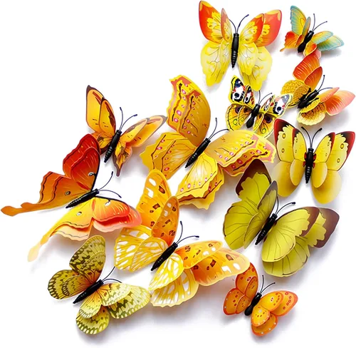 Miniatura 13 de OPSEAM - Calcomanías 3D de mariposa, 24/48 unidades, para decoraciones de pared, fiestas, con imanes (morado, 24)