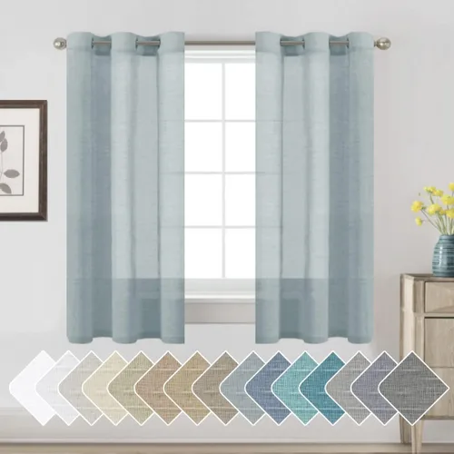 Miniatura 93 de H.VERSAILTEX Cortinas de 96 pulgadas de largo, cortinas de lino/cortinas transparentes de mezcla de lino natural/paneles/cortinas para sala