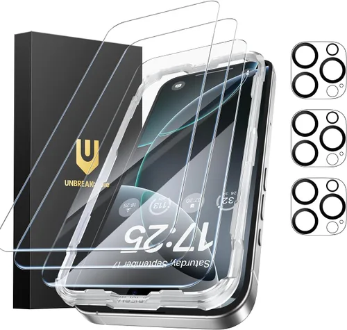Miniatura 13 de UNBREAKcable Paquete de 3 protectores de pantalla para iPhone 17 Pro con protección de cámara, dureza 9H, claridad HD, antihuellas, compatible