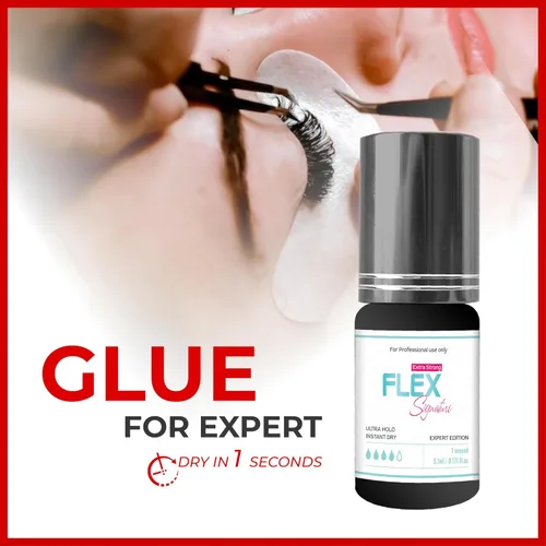 Miniatura 2 de THE LASH SUPPLY Pegamento de extensión de pestañas Flex Strong Hold de 0.17 onzas, suministros de extensión de pestañas, viscosidad media, retención