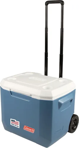 Coleman Xtreme 50qt, enfriador rodante con ruedas, aislamiento de pared extra mantiene el hielo hasta 5 días, hielera portátil con ruedas Azul