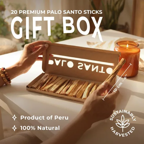Miniatura 2 de Barra de incienso Almacura Palo Santo Premium (20), incienso para sahumado de alta resina, madera pura de palo santo certificada de Perú. Cosecha
