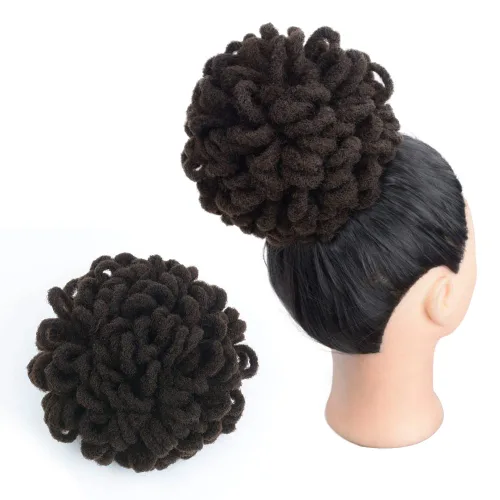 Miniatura 27 de Yinmei Baibian Loc Cola de Caballo con Cordón Moño de Pétalos Moños de Rastas Afro Rojas Cola de Caballo Rizado Hinchado Trenza Colas de Caballo