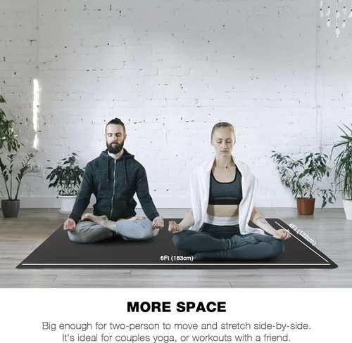 Miniatura 4 de UMINEUX Tapete de yoga grande para hombres y mujeres de 1/4 y 2/5 pulgadas, extra grueso, TPE para entrenamiento en casa, gimnasio, antideslizante