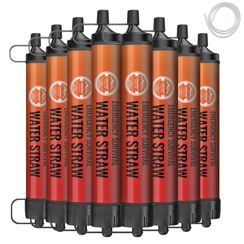 Miniatura 9 de Paquete de 5 filtros de agua con pajilla, kit de equipo de supervivencia para campamento y senderismo al aire libre, para uso familiar, popotes de 5