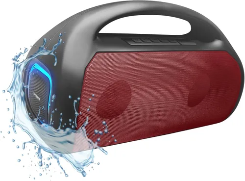 Miniatura 12 de Fisher Altavoces Bluetooth, altavoz inalámbrico portátil de 20 W de potencia máxima Boombox con sonido HD y luces, resistente al agua, tiempo