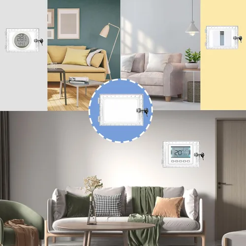 Miniatura 8 de Caja de bloqueo de termostato universal con llave, protector de termostato grande transparente para pared, cubierta de termostato con cerradura