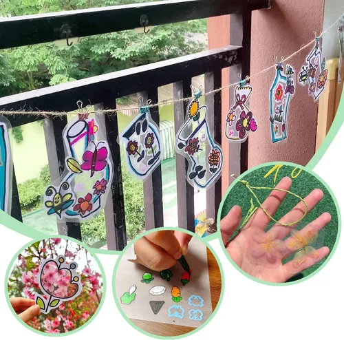 Miniatura 6 de Benvo 10 hojas de plástico termorretráctiles, papel de película de arte retráctil, papel retráctil para hacer tus propios aretes retráctiles DIKS