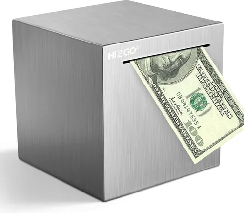 hizgo Alcancía para adultos, caja de ahorros de acero inoxidable para ayudar al presupuesto y ahorrar debe romperse para acceder al dinero (4.72