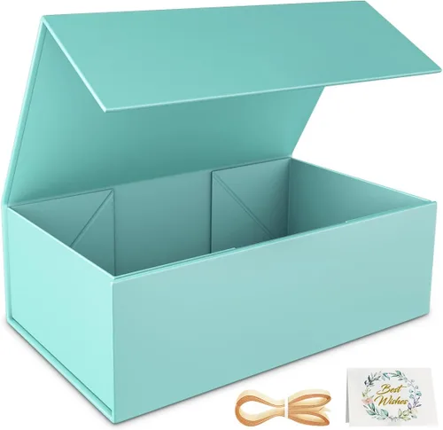Miniatura 26 de RYDDOY Caja de Regalo Negra, 9.5x6x3'' Cajas de Regalo para Regalos con Tapas Cierre Magnético Rectangular Plegable para Caja de Propuesta