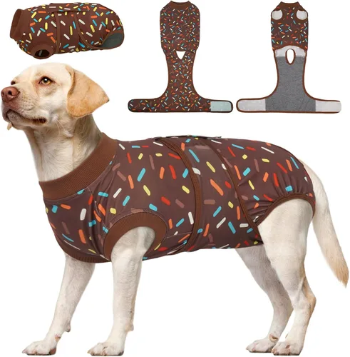 Miniatura 17 de Kuoser Traje de cirugía para perro, cómodo traje de recuperación para perros hembras para cirugía, mameluco protector posoperatorio, alternativa