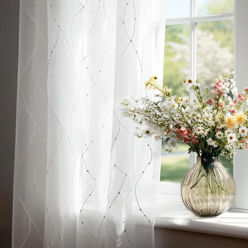 Miniatura 27 de Deconovo Oeko-TEX - Cortinas con estampado de lámina transparente con certificación Oeko-TEX, 2 paneles, ojales en la parte superior, elegantes