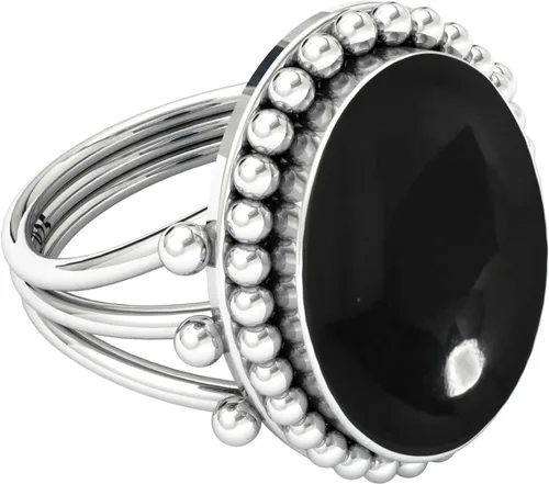 Miniatura 3 de JEWELOPORIUM Anillo hecho a mano de plata de ley 925 para mujer, 10 x 14 con piedras preciosas ovaladas, joyería de moda para regalo (99020_R)