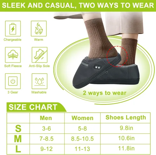 Miniatura 6 de Foot Warmer, Electric Foot Warmer with 5000mAh Battery, Heated Slippers Women Men, Heated Foot Warmer with Smart Dual Independent Switch Heated