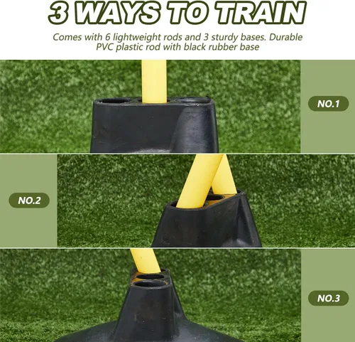 Miniatura 6 de Wenqik Juego de 12 bastones de agilidad de fútbol con 6 bastones de entrenamiento, bases de fútbol, poste de velocidad desmontable, altamente