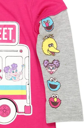 Miniatura 4 de Sesame Street Elmo, Big Bird, Cookie Monster, Grover, Abby Cadabby - Camiseta de manga larga para niñas pequeñas y bebés, color rosa